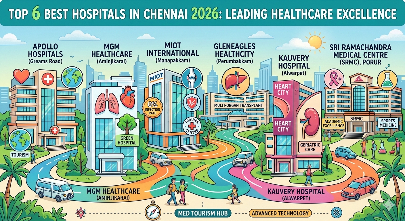 Read more about the article Top 6 Best Hospitals in Chennai 2026: Leading Healthcare Excellence